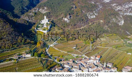Castle of Avio in Trento province, Vallagarina, Trentino Alto Adige, northern italy,europe. Sabbionara medieval castle.