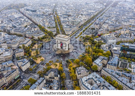 Arc de Triomphe from the sky, Paris Royalty-Free Stock Photo #1888301431