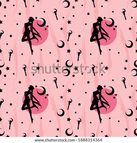 sailor moon black scout. Anime vector patter design  Royalty-Free Stock Photo #1888314364