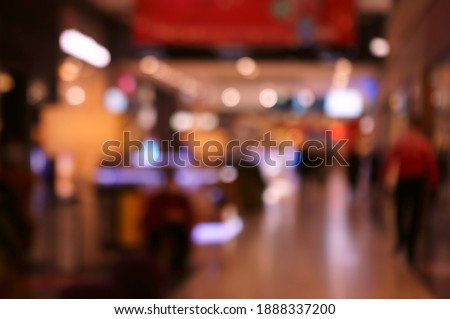 Blurred background. Shopping center gallery.
