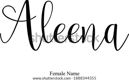 Aleena-Female Name Calligraphy Black Color Text On White Background