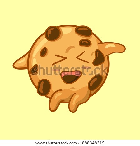 kawaii cookies jump cartoon illustration character