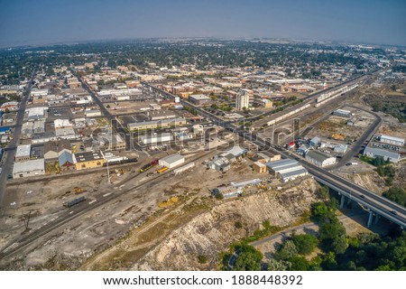 Aerial View of Twin Falls, Idaho on a hazy Afternoon