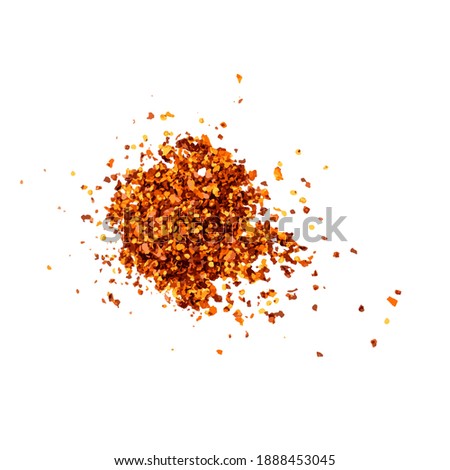Red Chilli Pepper Flakes with Seeds Isolated Royalty-Free Stock Photo #1888453045