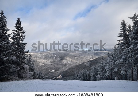 Winter at Krkonoše, Giant Mountains, located in the north of the Czech Republic. Large areas of the mountains are designated national parks under the UNESCO Man and the Biosphere Programme.