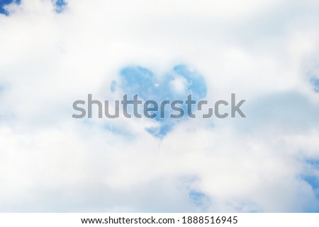 Heart shaped clouds in the sky.Valentine concepts