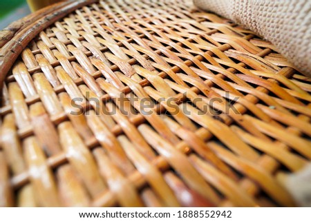 rattan wooden table weave in pattern  ,close up 