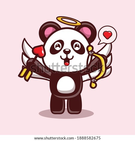 valentine vector character design of cute panda holding a love arrow