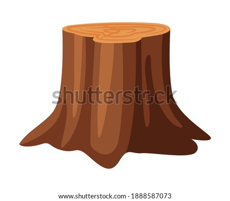 Tree Stump with Roots in the Ground as Felled or Cut Trunk Vector Illustration Royalty-Free Stock Photo #1888587073