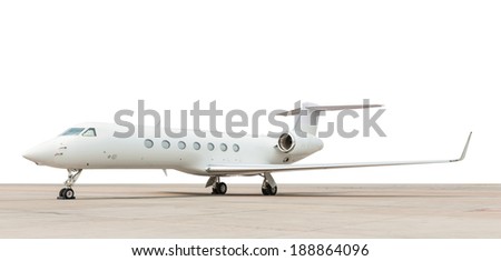 jet plane parking on white background Royalty-Free Stock Photo #188864096