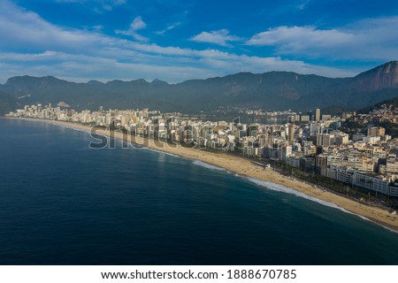 Aerial view of Ipanema and Leblon district, Rio de Janeiro Brazil, South America.