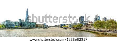 Cityscape of London (UK) isolated on white background
