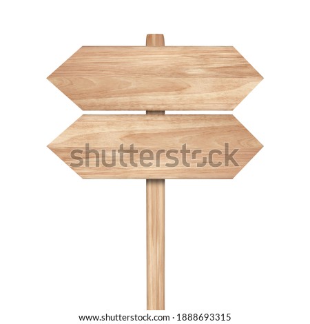 Wooden sign isolated on white with clipping path included.