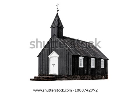 Old scandinavian church Budir isolated on white Royalty-Free Stock Photo #1888742992