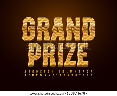 Vector golden text Grand Prize. 3D Textured Font. Premium set of Alphabet Letters and Numbers Royalty-Free Stock Photo #1888746787