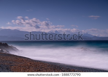 Long exposure of the Mediterranean Sea in Corsica, on a cold winter morning