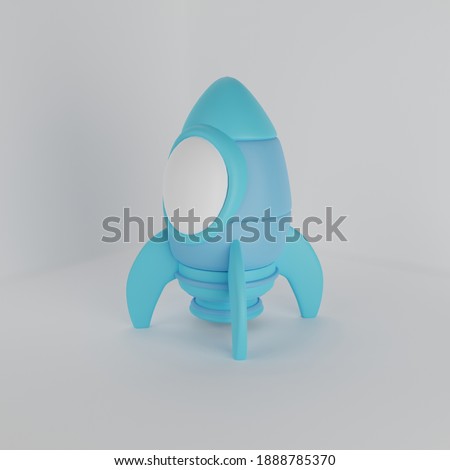 3D Rocket with blue monochrome colour