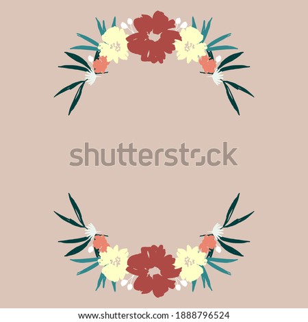 Spring flower frame. Isolated vector clip art element for branding, logo. Minimalistic botanical arrangement for greeting card, invitation design. Modern romantic floral frame. 