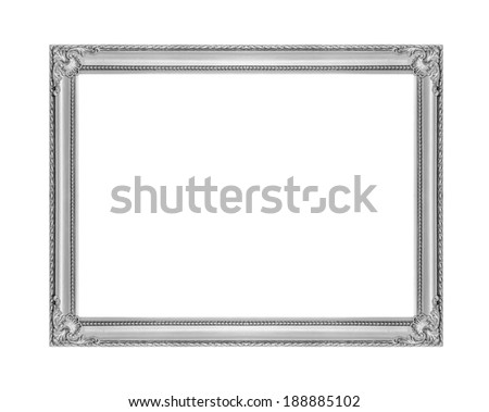The antique gray frame on the white background