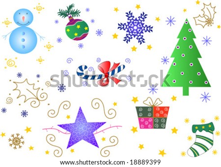 Christmas season ornaments. Fully editable, easy color change