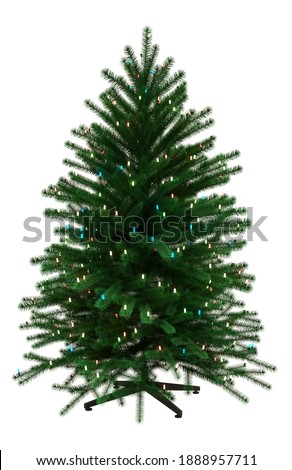 Isolated Christmas Tree with lights, on white backhround