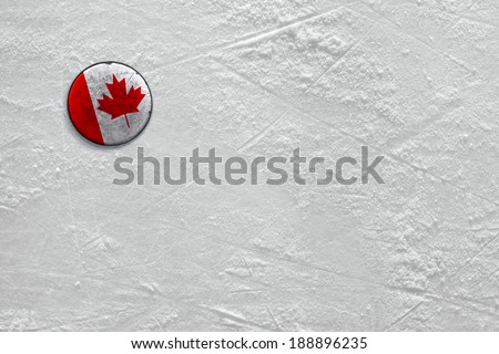 Washer with the image of the Canadian flag on a hockey rink