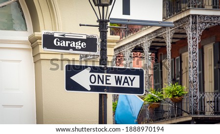 Street Sign the Direction Way to Garage