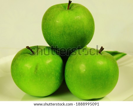 Green apples on a white background healthy fresh green food 