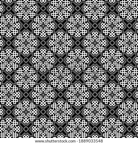 Ethnic geometric seamless pattern. Antique Turkish style. Black and white colors. Sample is included in swatches panel.