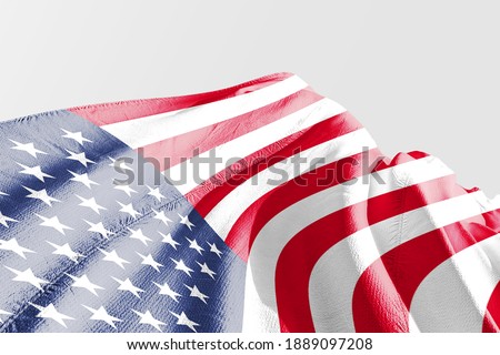 Photo of the American flag waving in the wind