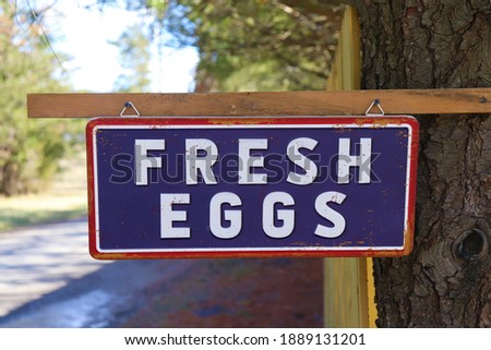 Fresh eggs sign for sale at house.