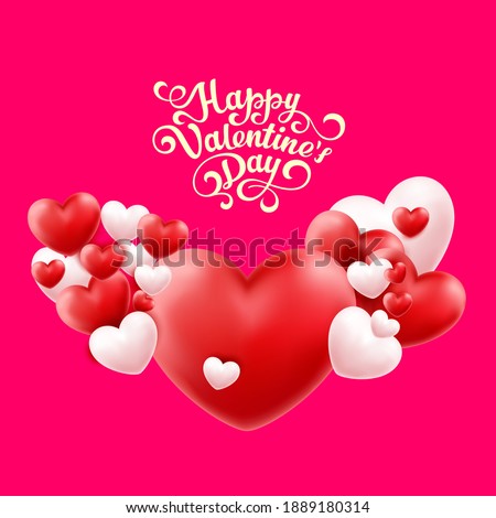 Valentine's day abstract background 3d hearts