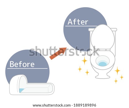 Vector illustration of flush toilet. Toilet bowl. Renovation image.