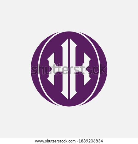 Initial letter K or KK overlapping, interlock, monogram logo, purple and white color on white background