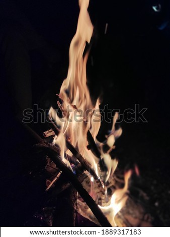 Picture of a bonfire on a beautiful chill night spent on the Himalayan mountains. 