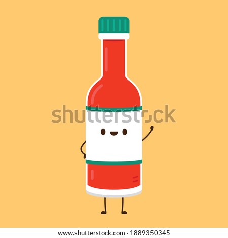 Chili sauce cartoon vector. free space for text. wallpaper. Tabasco. Royalty-Free Stock Photo #1889350345