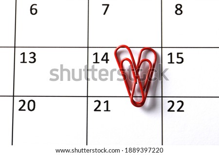 Red heart calendar. Love confession. Valentine's day celebration