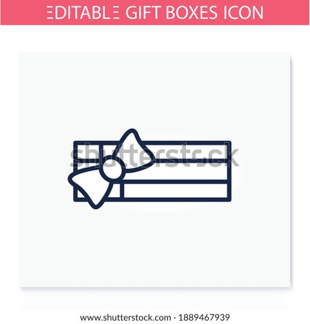 Rectangle shape present line icon.Gift box with bow ribbon, top view.Holiday congratulation, surprise concept. Holiday offer.Christmas, new year, birthday.Isolated vector illustration.Editable stroke 