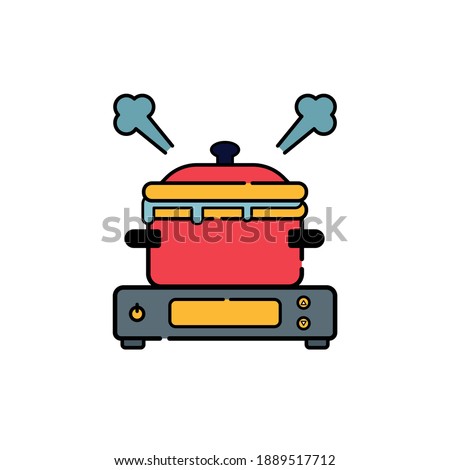 Hotpot isolated icon on white background. Vector illustration in flat cartoon design. 