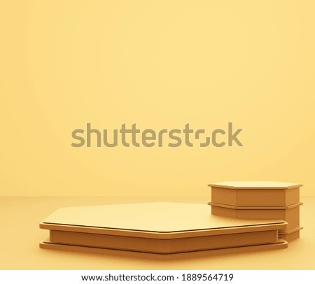 3d rendering of empty gold podium abstract minimal background. Scene for advertising design, cosmetic ads, show, technology, banner, cream, fashion, luxury. Illustration. Product display. copy space
