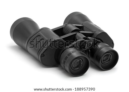 black binoculars isolated on white