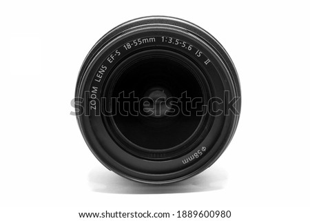Camera lens on a white background for editing