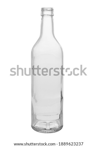 Empty glass bottle for alcohol. Isolated on a white background. Royalty-Free Stock Photo #1889623237