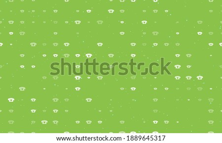 Seamless background pattern of evenly spaced white vintage telephone symbols of different sizes and opacity. Vector illustration on light green background with stars