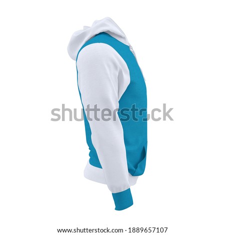 A blank Side View Sweet Men's Full Zipper Hoodie Mockup In Blue Atoll Color, to showcase your designs like an expert.