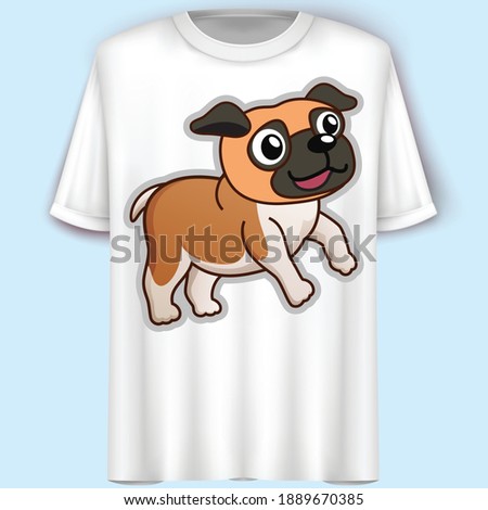 Dog Cartoon Character. T-Shirt Design. Vector Illustration.