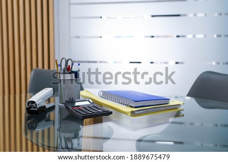 Office supplies on the table Royalty-Free Stock Photo #1889675479