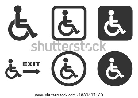 Man on a wheelchair, people with disabilities, icons for the disabled for shopping malls and buildings Isolated on white background