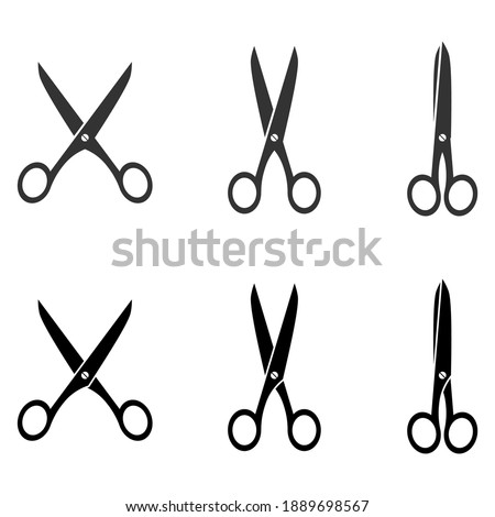 silhouette of black scissors isolated on white background. Barber scissors icon. scissors for cutting.