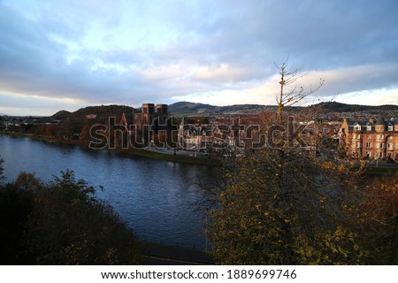 View of the city of Inverness on the river Ness, Scotland. High quality photo